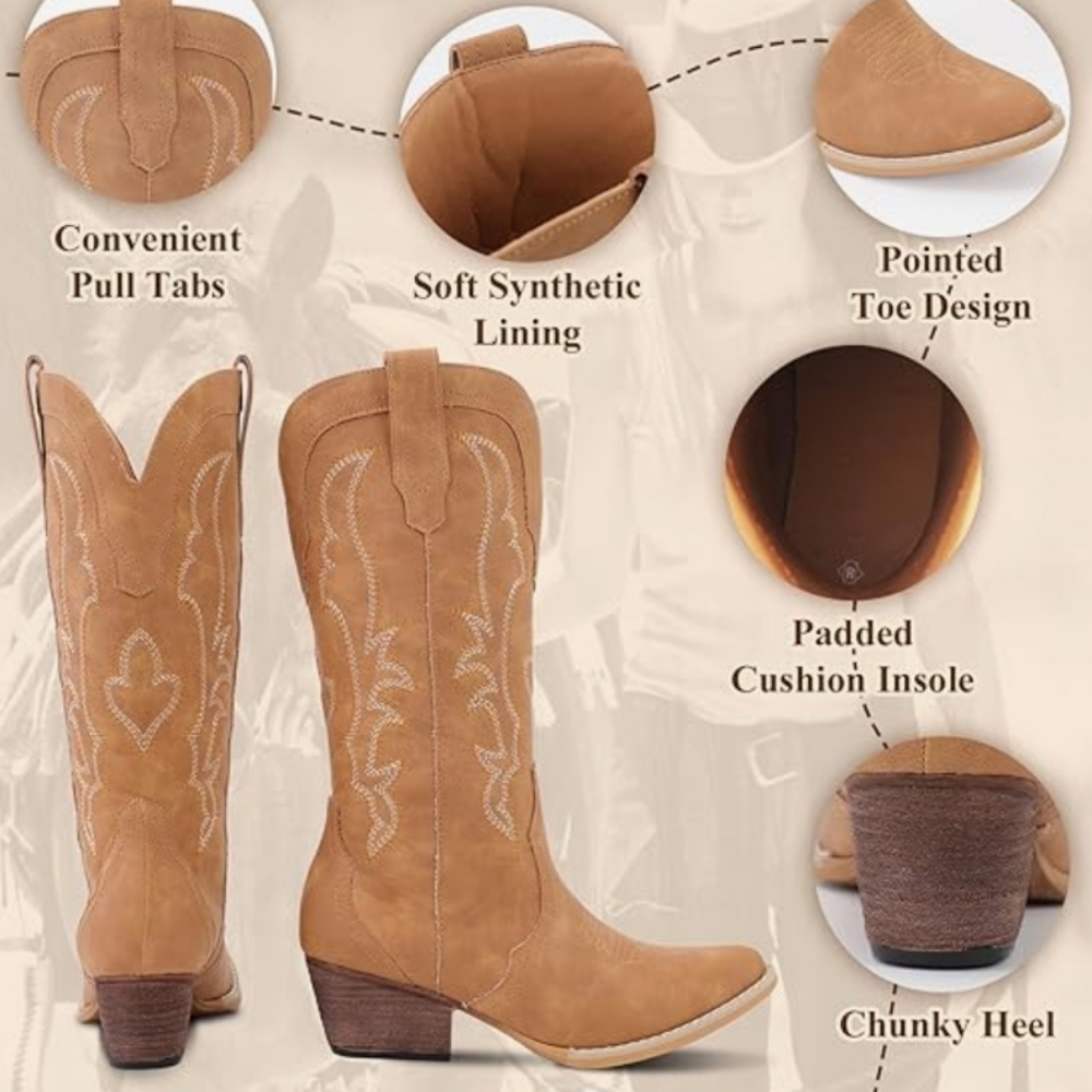 Western Embriodered Cowboy Boots NWT - Picture 4 of 4
